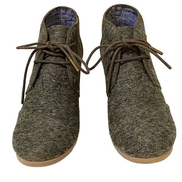 TOMS Desert Wedge Lace-Up Booties Womens Size 8 Gray - Picture 2 of 8